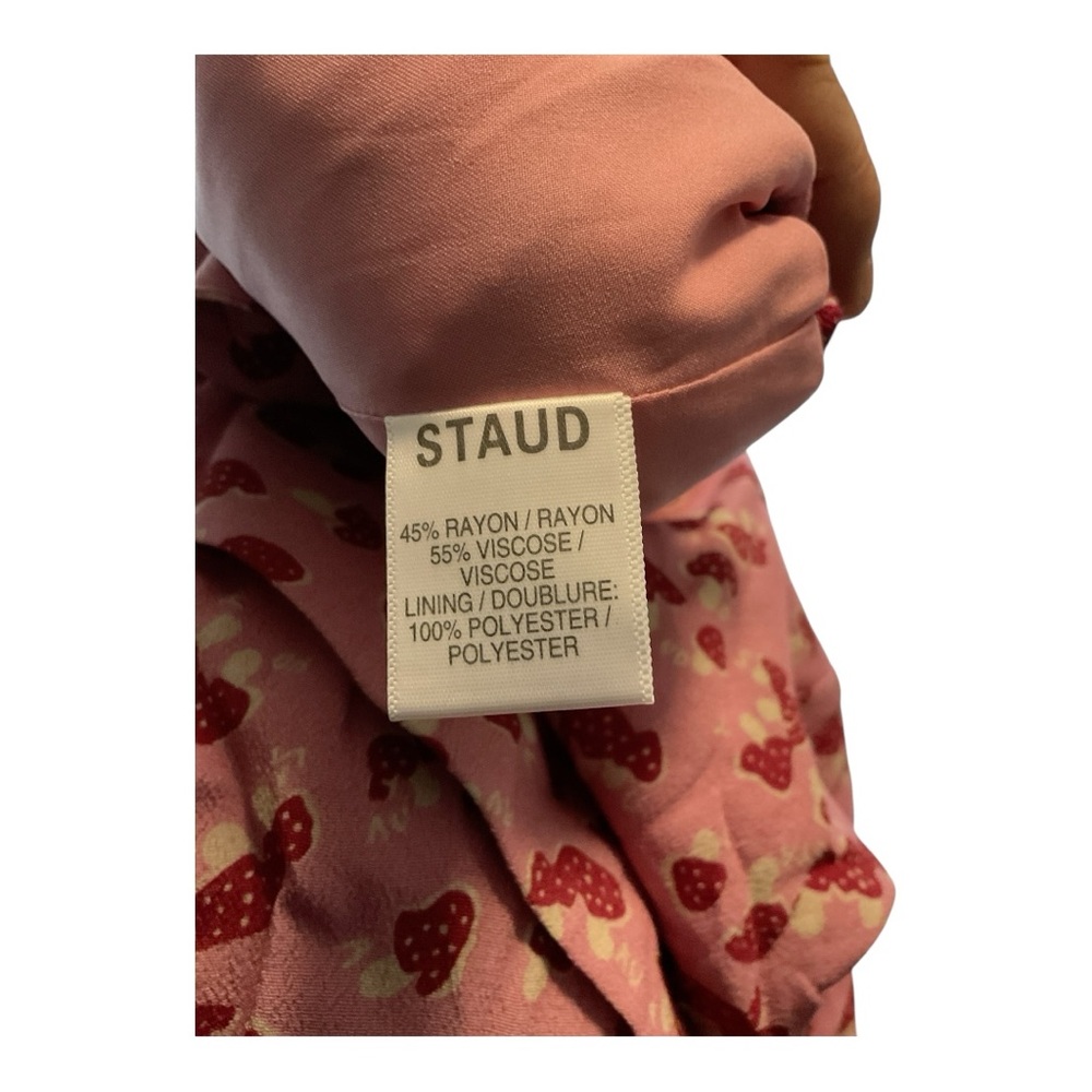 Women’s NWT Staud Gisele top in pink blush mushroom print with peplum, size 8 - Picture 4 of 5